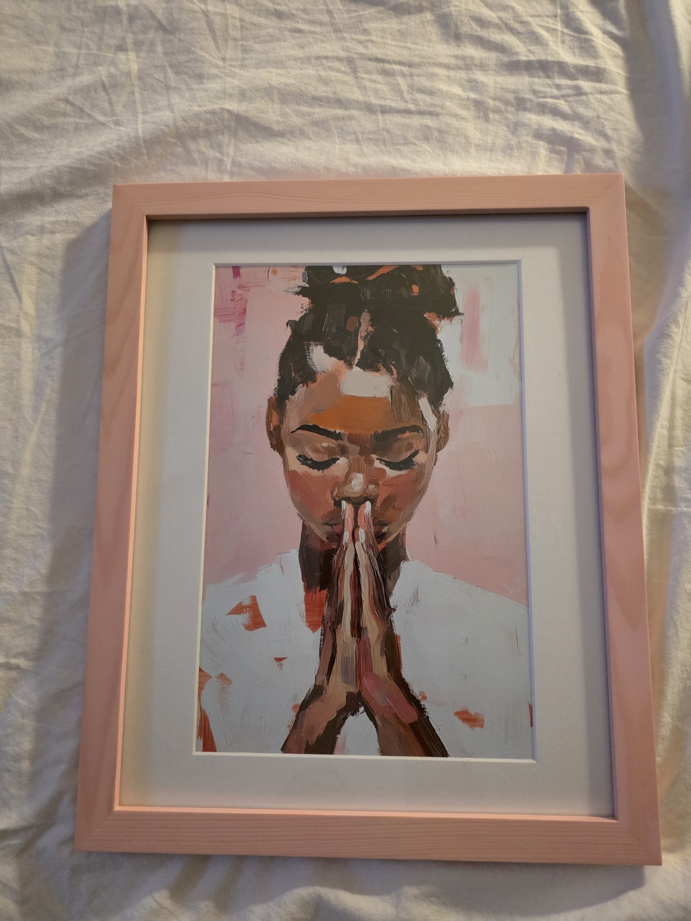 Framed Pink Prayer Portrait Wall Art